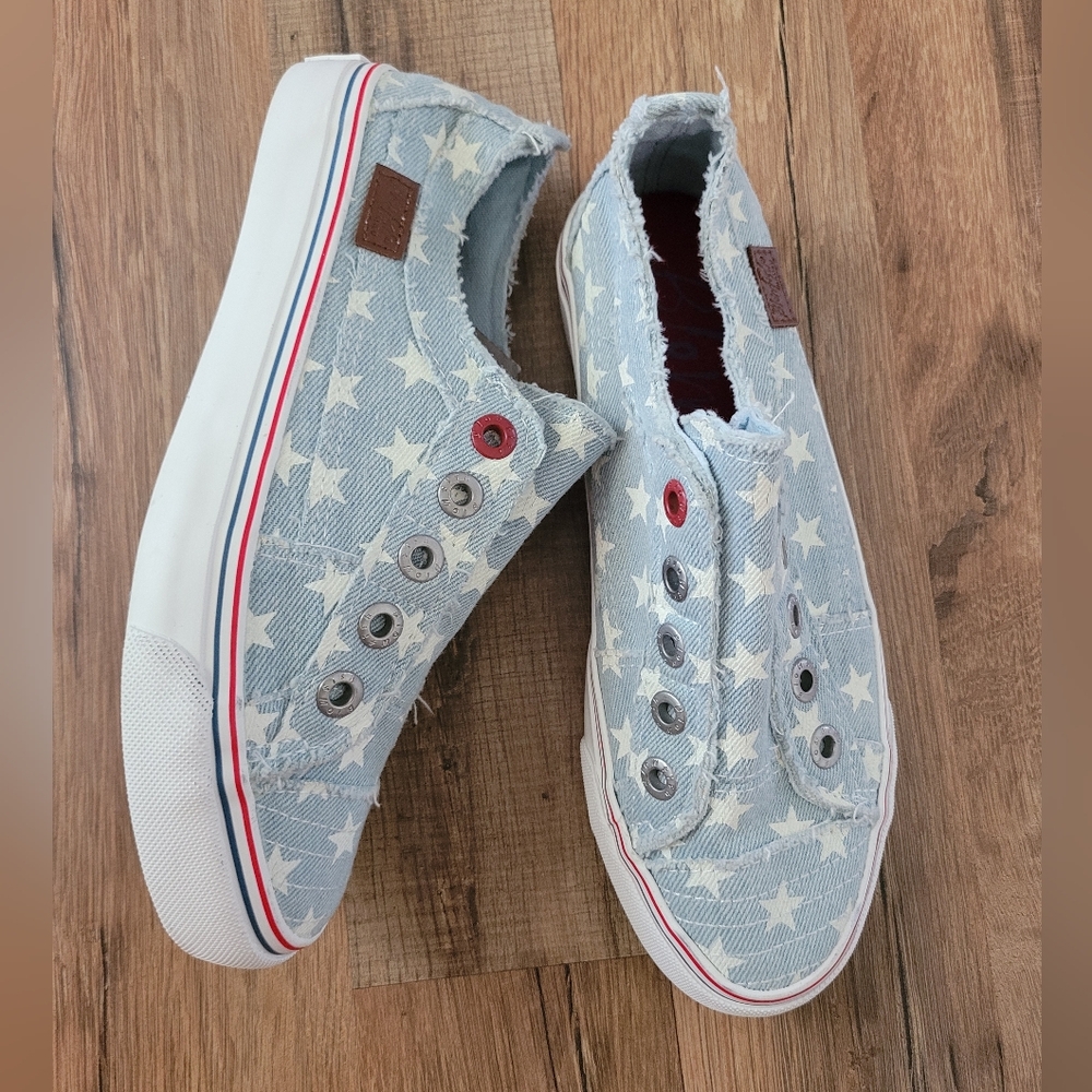 Blowfish Blue and White Denim Star Tennis Shoes